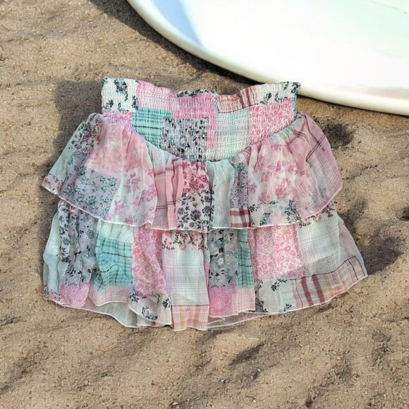 STEVE MADDEN Tiered y2k Ruffle Floral Smocked Skirt Size Small - Picture 1 of 7